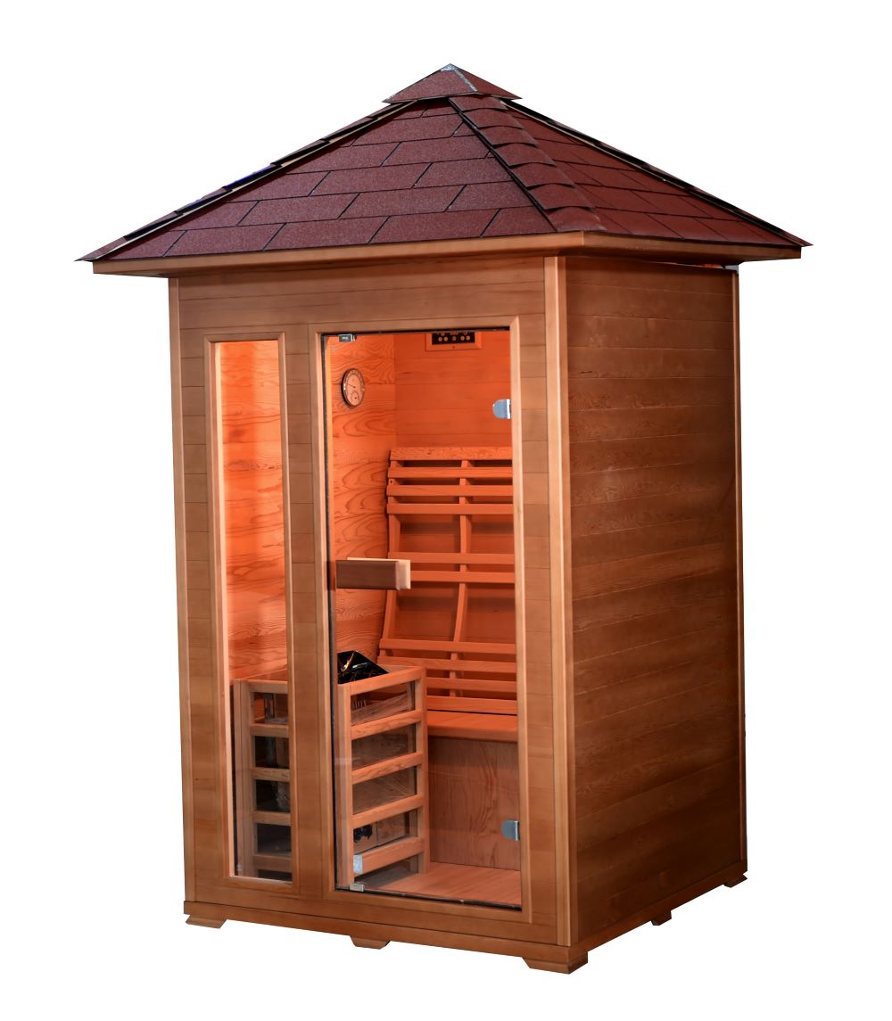 SunRay Saunas brand, Bristow 2-Person Outdoor Wet/Dry Traditional Sauna with Harvia Heater