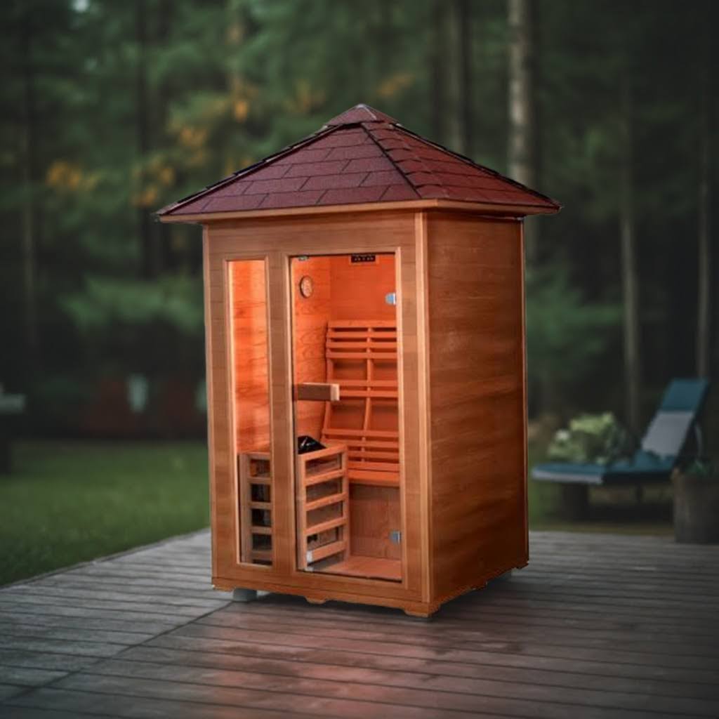 SunRay Saunas brand, Bristow 2-Person Outdoor Wet/Dry Traditional Sauna with Harvia Heater