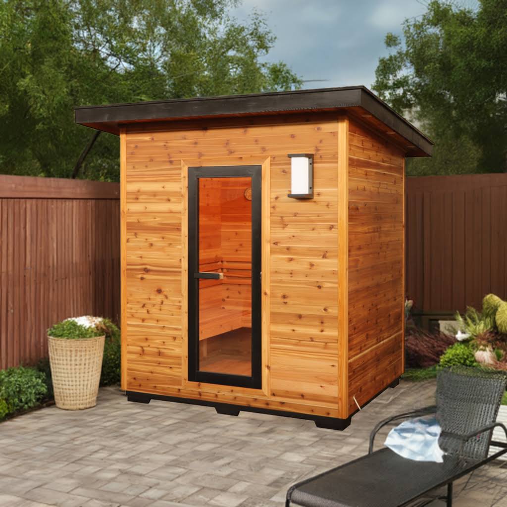 Denali 4-Person Contemporary Outdoor Sauna - by SunRay Sauna