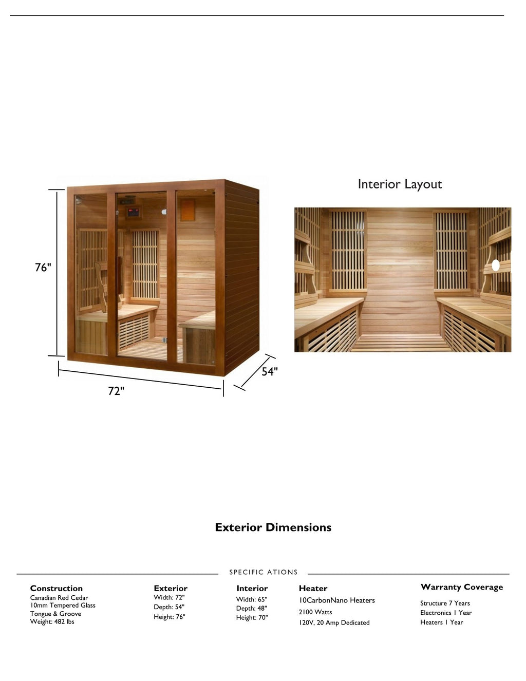 SunRay Sauna brand, Roslyn 4-Person, Bluetooth Compatible FAR Infrared Sauna in Canadian Red Cedar