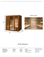 SunRay Sauna brand, Roslyn 4-Person, Bluetooth Compatible FAR Infrared Sauna in Canadian Red Cedar