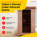 HeatWave Brand, Yukon 2-Person Cedar Infrared Sauna with 6 Carbon Heaters