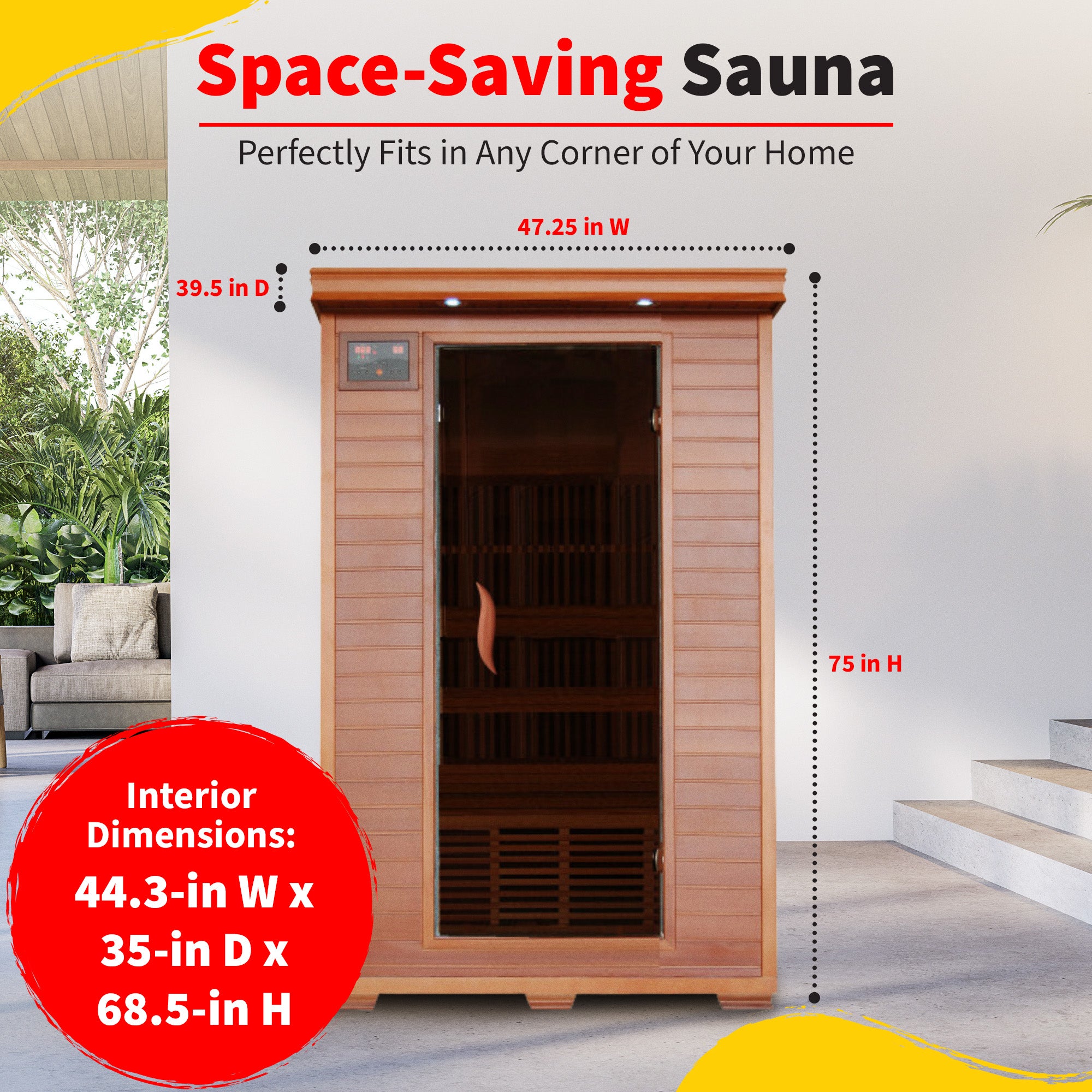 HeatWave Brand, Yukon 2-Person Cedar Infrared Sauna with 6 Carbon Heaters