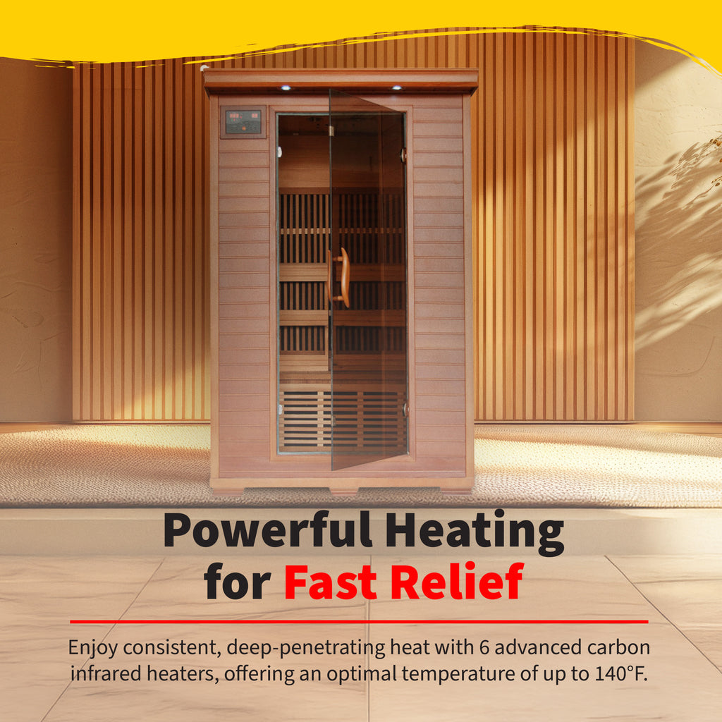 HeatWave Brand, Yukon 2-Person Cedar Infrared Sauna with 6 Carbon Heaters