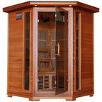 HeatWave Brand, Hudson Bay 3-Person Cedar Corner Infrared Sauna with 7 Carbon Heaters