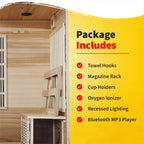 HeatWave Brand, Klondike 4-Person Cedar Infrared Sauna with 9 Heaters