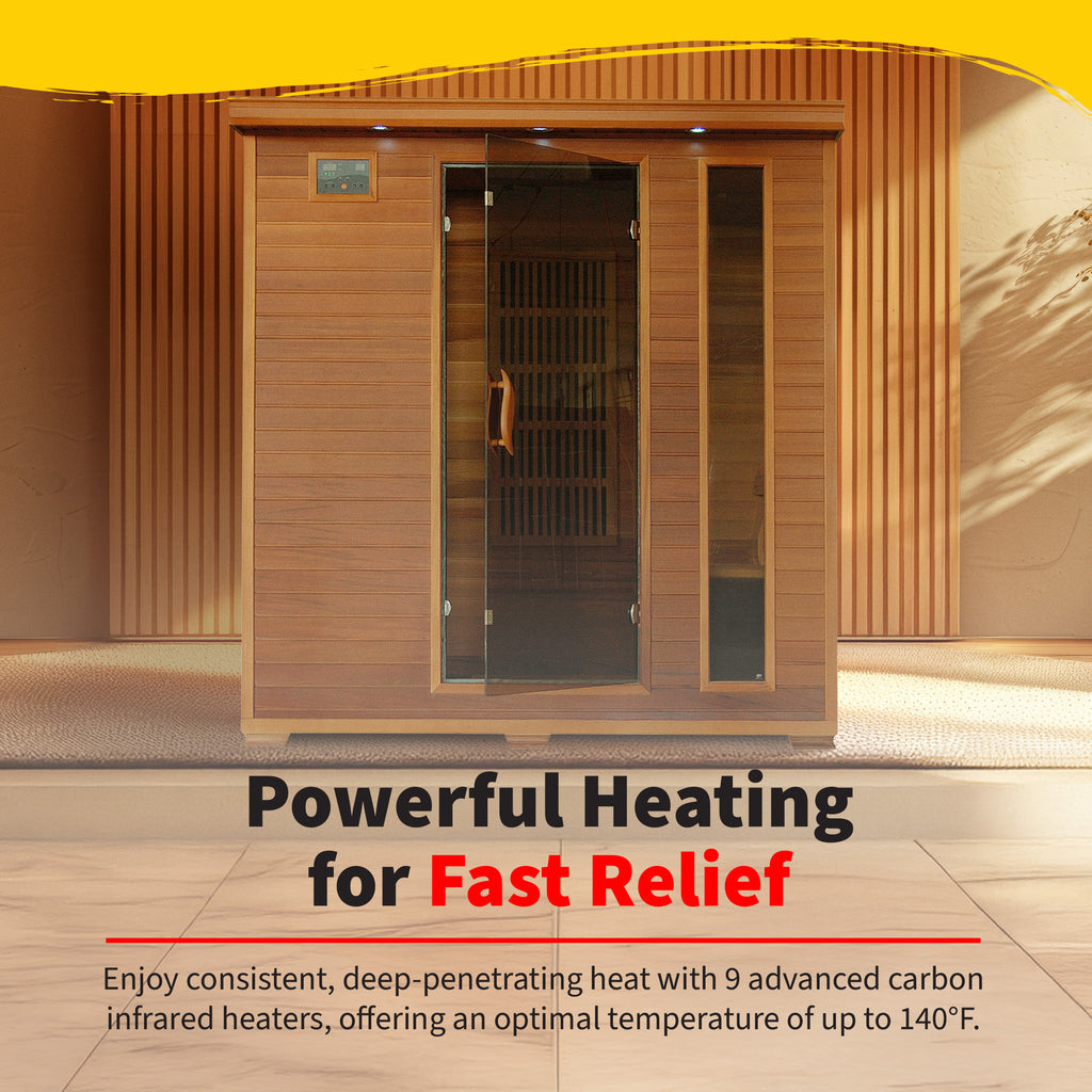 HeatWave Brand, Klondike 4-Person Cedar Infrared Sauna with 9 Heaters