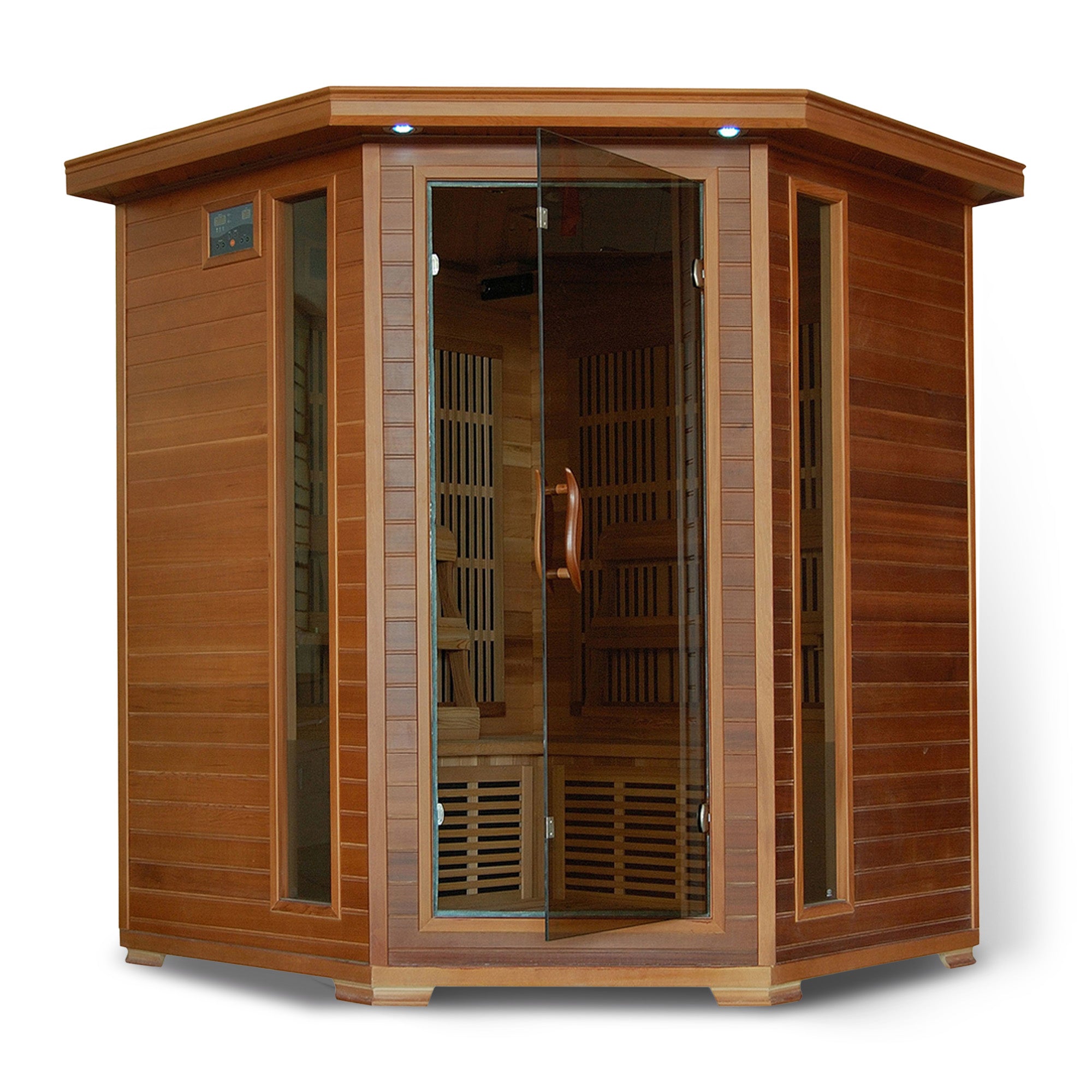 HeatWave Brand, Whistler 4-Person Cedar Corner Infrared Sauna with 10 Carbon Heaters
