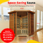 HeatWave Brand, Whistler 4-Person Cedar Corner Infrared Sauna with 10 Carbon Heaters