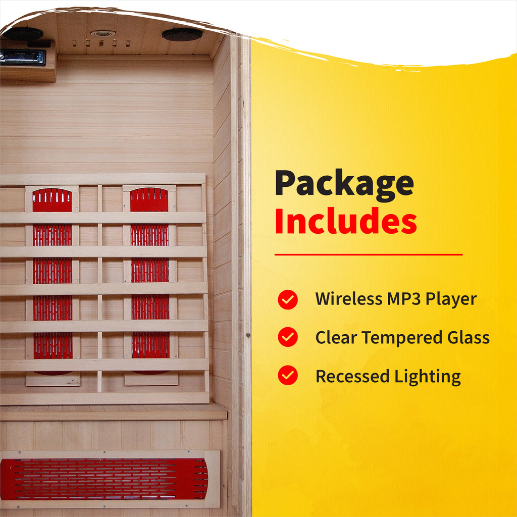 HeatWave Brand, Buena Vista 1-2 Person Hemlock Infrared Sauna with 3 Ceramic Heaters