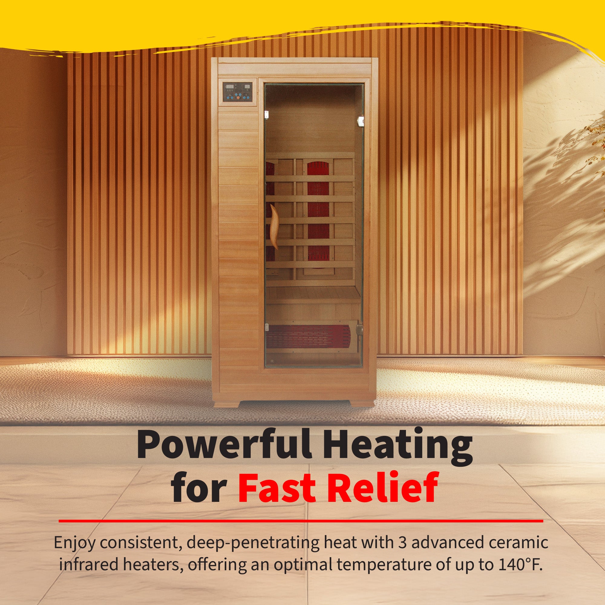 HeatWave Brand, Buena Vista 1-2 Person Hemlock Infrared Sauna with 3 Ceramic Heaters