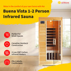 HeatWave Brand, Buena Vista 1-2 Person Hemlock Infrared Sauna with 4 Carbon Heaters