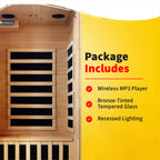 HeatWave Brand, Buena Vista 1-2 Person Hemlock Infrared Sauna with 4 Carbon Heaters