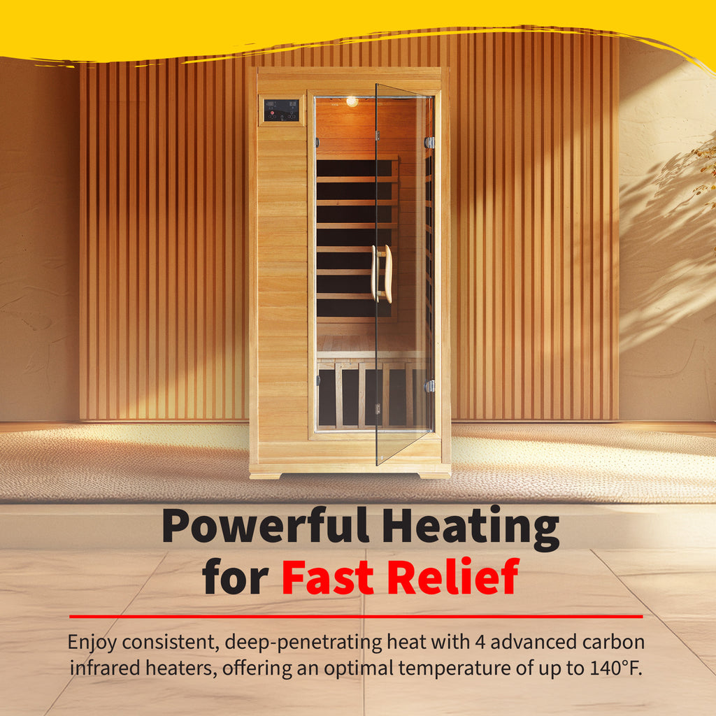 HeatWave Brand, Buena Vista 1-2 Person Hemlock Infrared Sauna with 4 Carbon Heaters