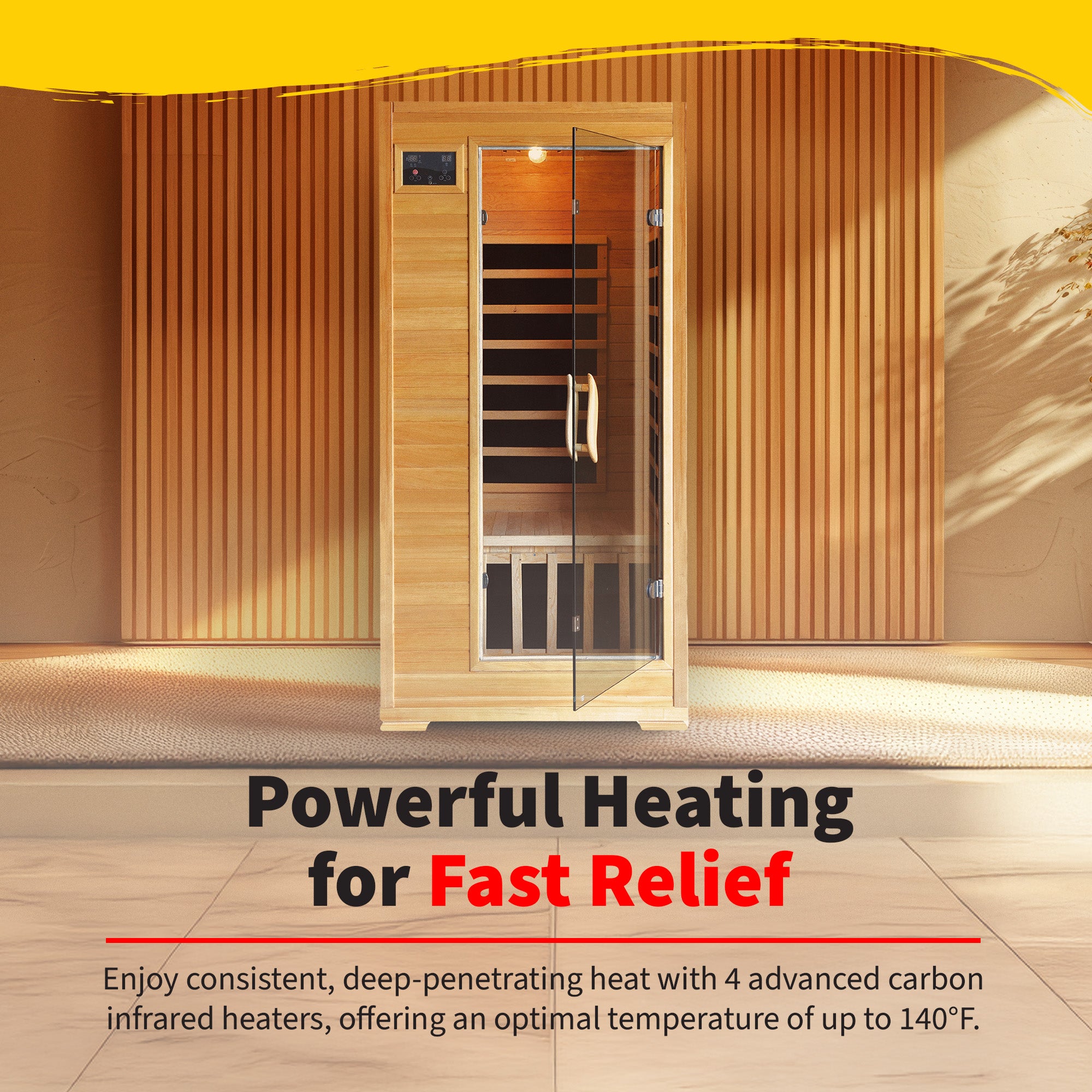 HeatWave Brand, Buena Vista 1-2 Person Hemlock Infrared Sauna with 4 Carbon Heaters