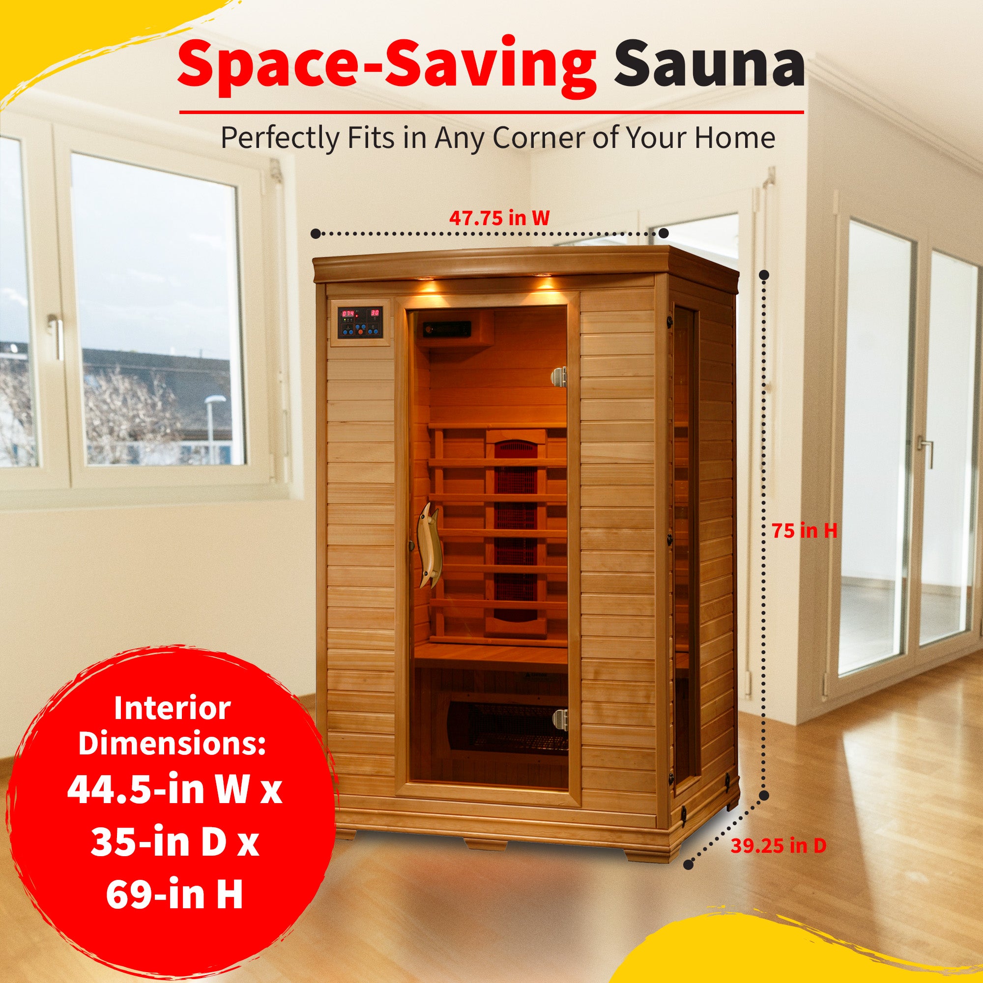 HeatWave Brand, Coronado 2-Person Hemlock Infrared Sauna with 5 Ceramic Heaters