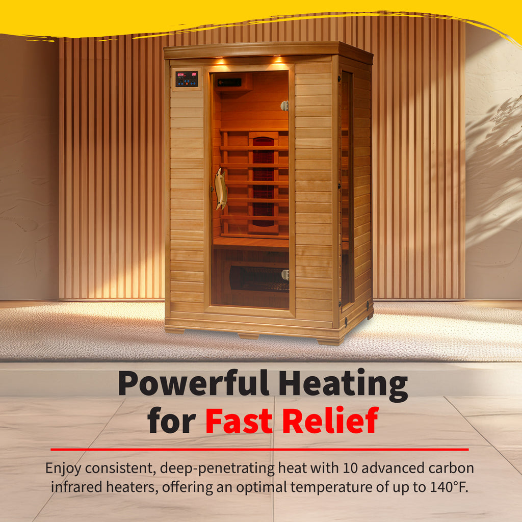 Coronado 2-Person Hemlock Infrared Sauna with 5 Ceramic Heaters - by Heat Wave