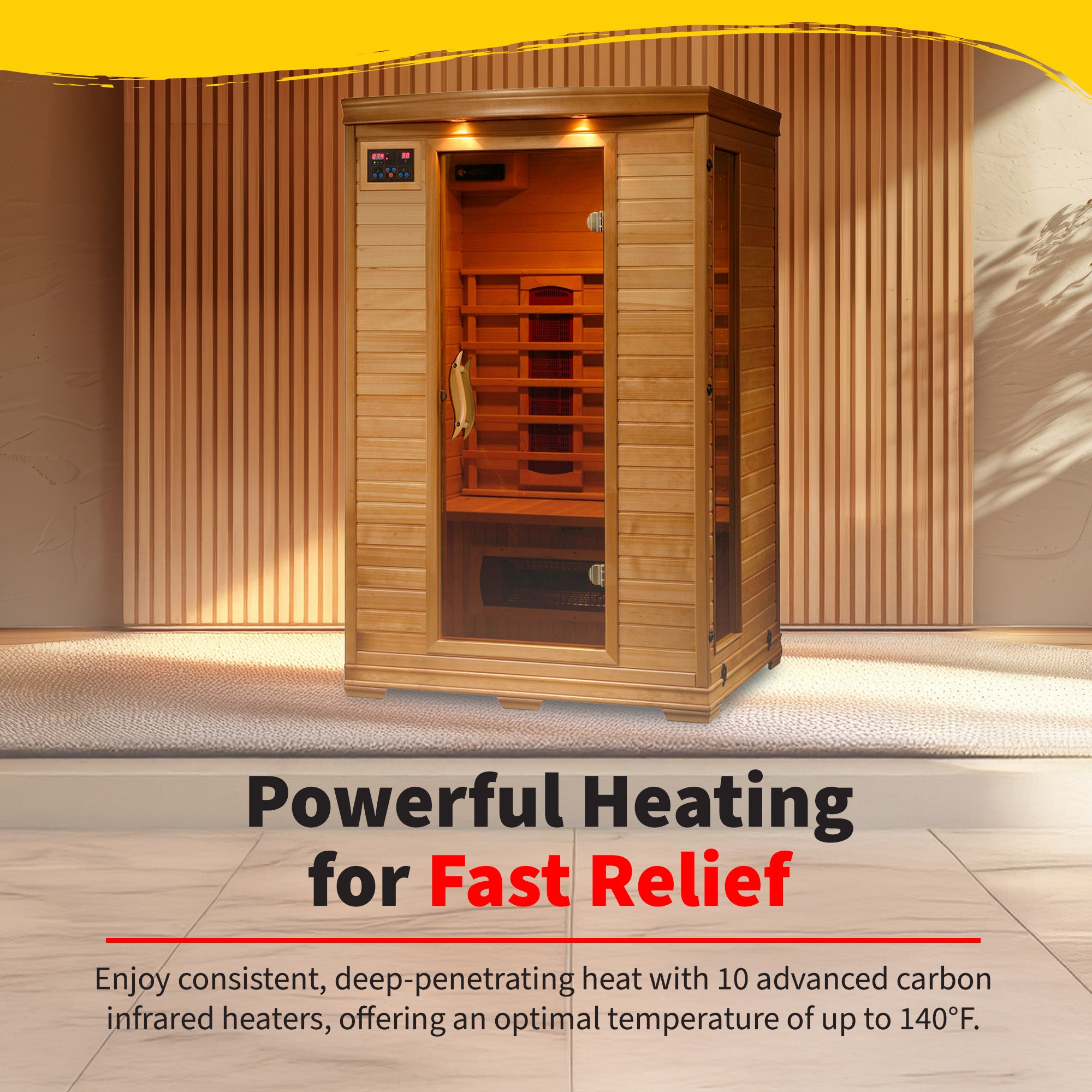 HeatWave Brand, Coronado 2-Person Hemlock Infrared Sauna with 5 Ceramic Heaters