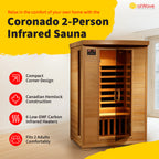 HeatWave Brand, Coronado 2-Person Hemlock Deluxe Infrared Sauna with 6 Carbon Heaters