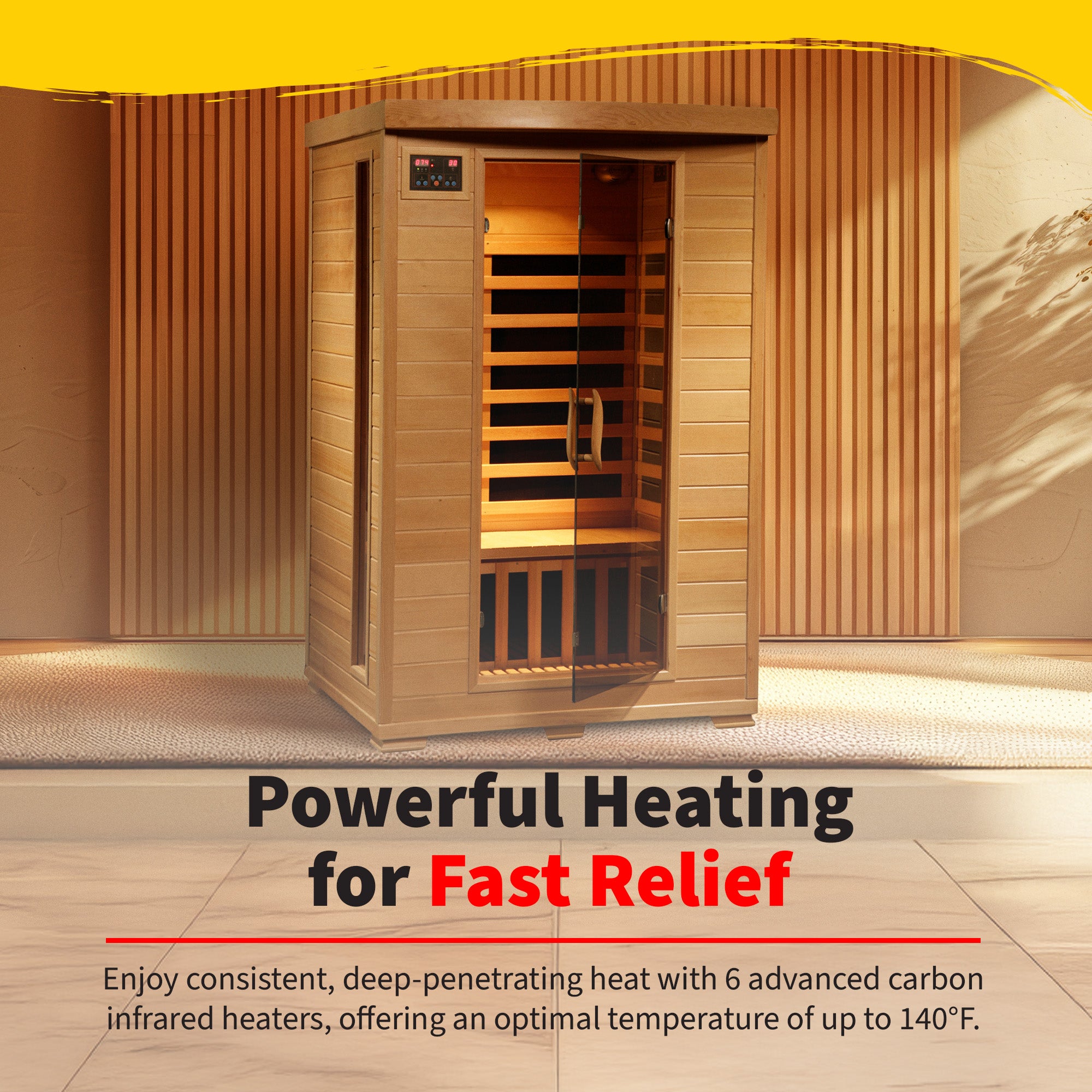 HeatWave Brand, Coronado 2-Person Hemlock Deluxe Infrared Sauna with 6 Carbon Heaters