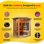 HeatWave Brand, Santa Fe 3-Person Hemlock Corner Infrared Sauna with 7 Carbon Heaters