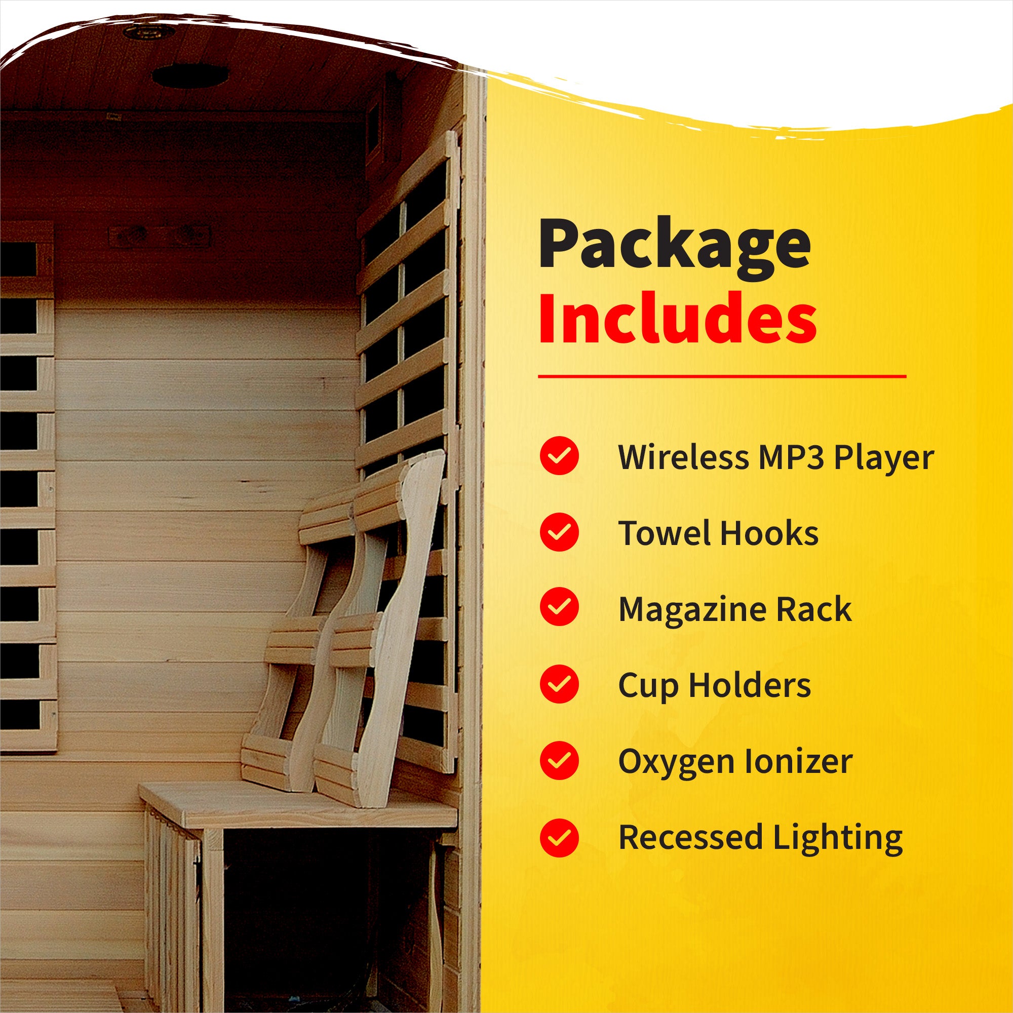 HeatWave Brand, Monticello 4-Person Hemlock Infrared Sauna with 9 Carbon Heaters
