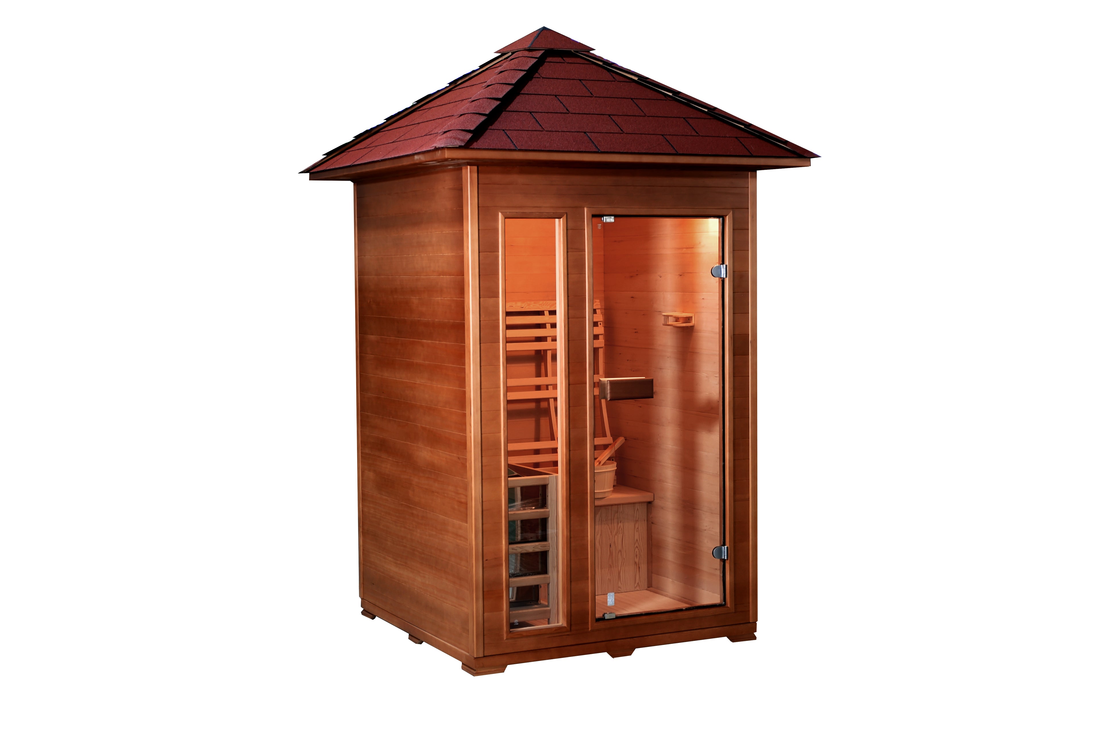 SunRay Saunas brand, Bristow 2-Person Outdoor Wet/Dry Traditional Sauna with Harvia Heater