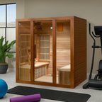 SunRay Sauna brand, Roslyn 4-Person, Bluetooth Compatible FAR Infrared Sauna in Canadian Red Cedar