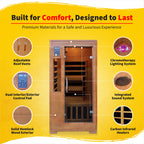 HeatWave Brand, MAJESTIC 1-2 PERSON Hemlock Premium Infrared Sauna with 5 Carbon Heaters