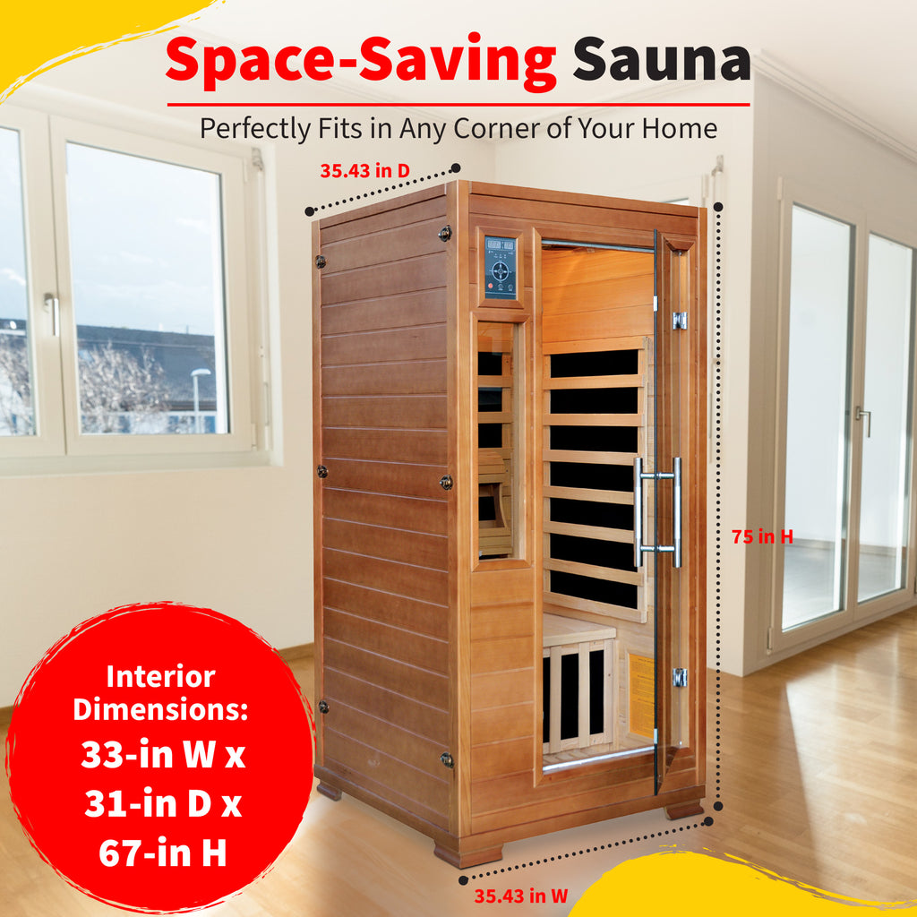 Majestic 1-2 Person Hemlock Infrared Sauna with 5 Carbon Heaters - by Heat Wave