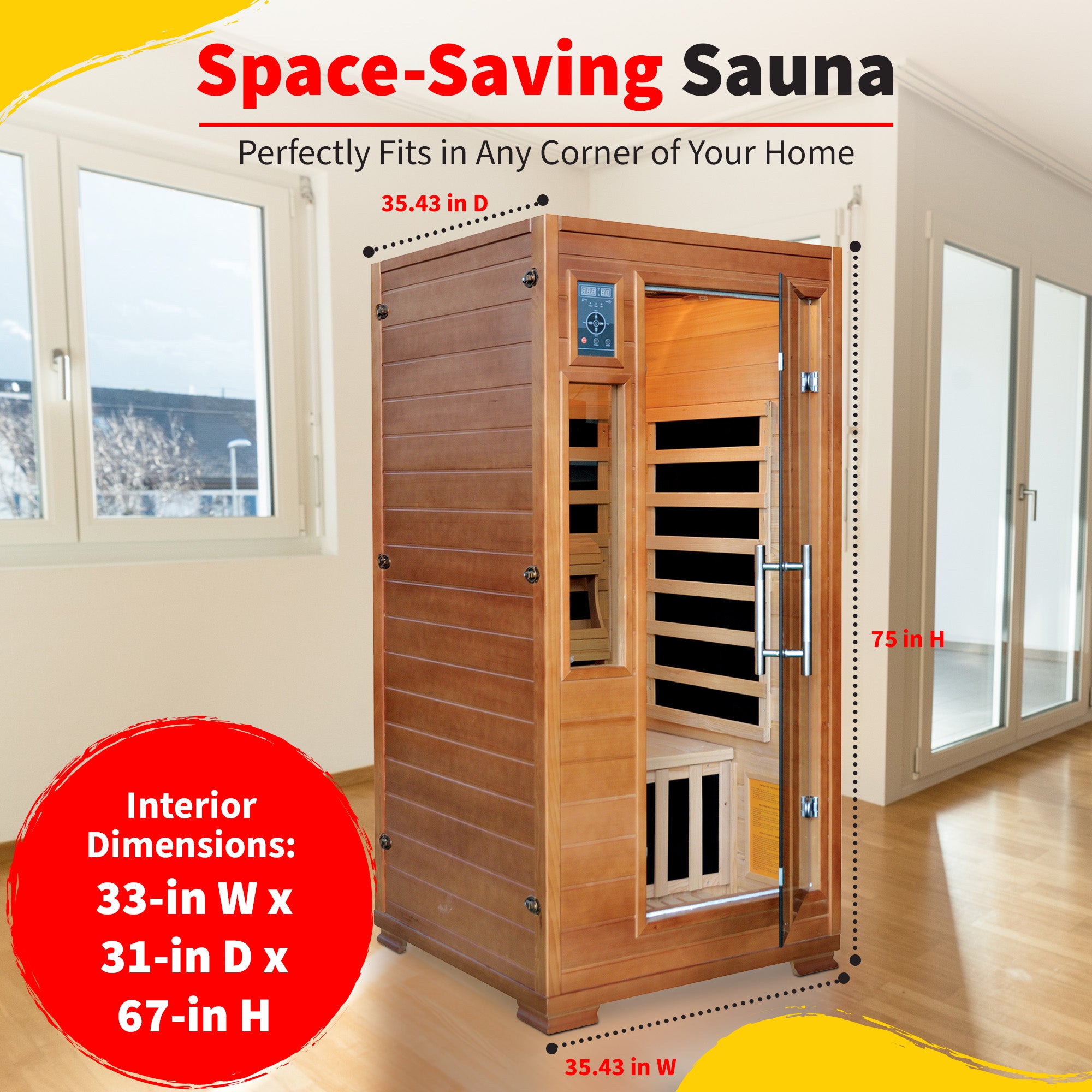 HeatWave Brand, Majestic 2-Person Hemlock Premium Infrared Sauna with 6 Carbon Heaters