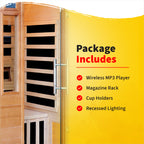 HeatWave Brand, Majestic 2-Person Hemlock Premium Infrared Sauna with 6 Carbon Heaters