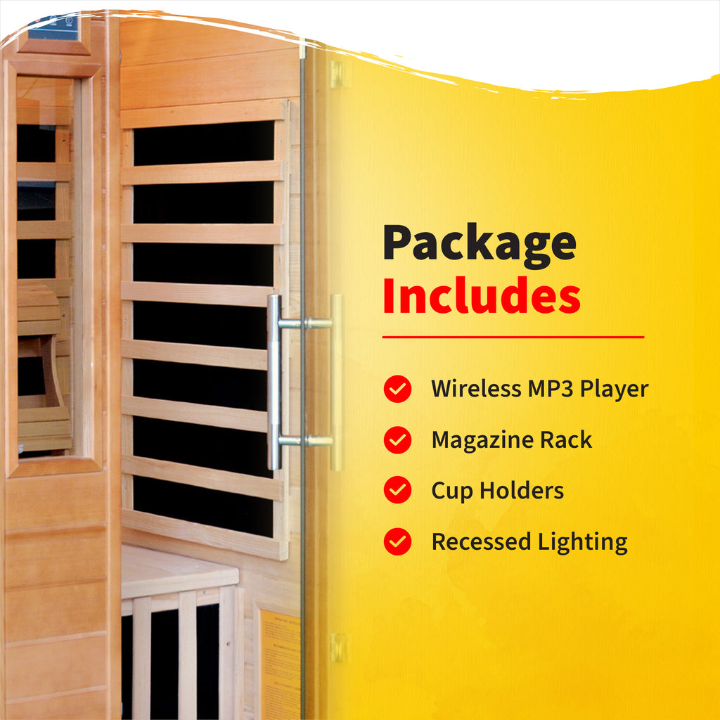 HeatWave Brand, MAJESTIC 1-2 PERSON Hemlock Premium Infrared Sauna with 5 Carbon Heaters