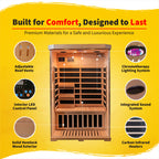 HeatWave Brand,  Sonoma 2-Person Hemlock Premium Infrared Sauna with 6 Carbon Heaters