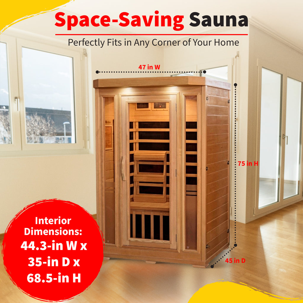 HeatWave Brand,  Sonoma 2-Person Hemlock Premium Infrared Sauna with 6 Carbon Heaters
