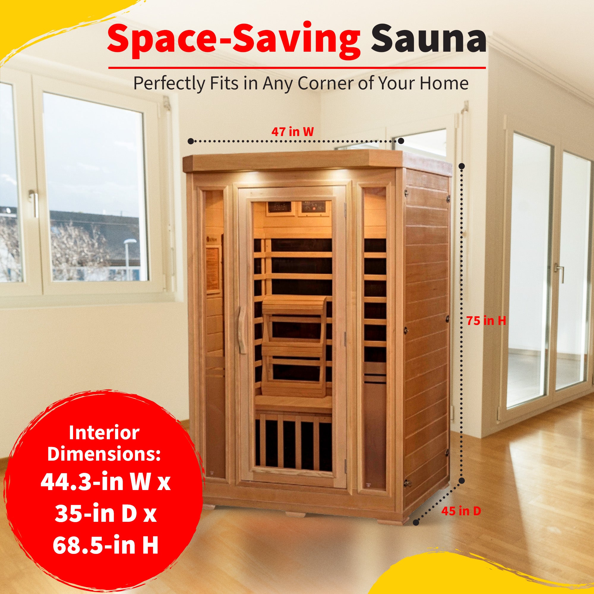 HeatWave Brand,  Sonoma 2-Person Hemlock Premium Infrared Sauna with 6 Carbon Heaters