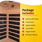 HeatWave Brand,  Sonoma 2-Person Hemlock Premium Infrared Sauna with 6 Carbon Heaters