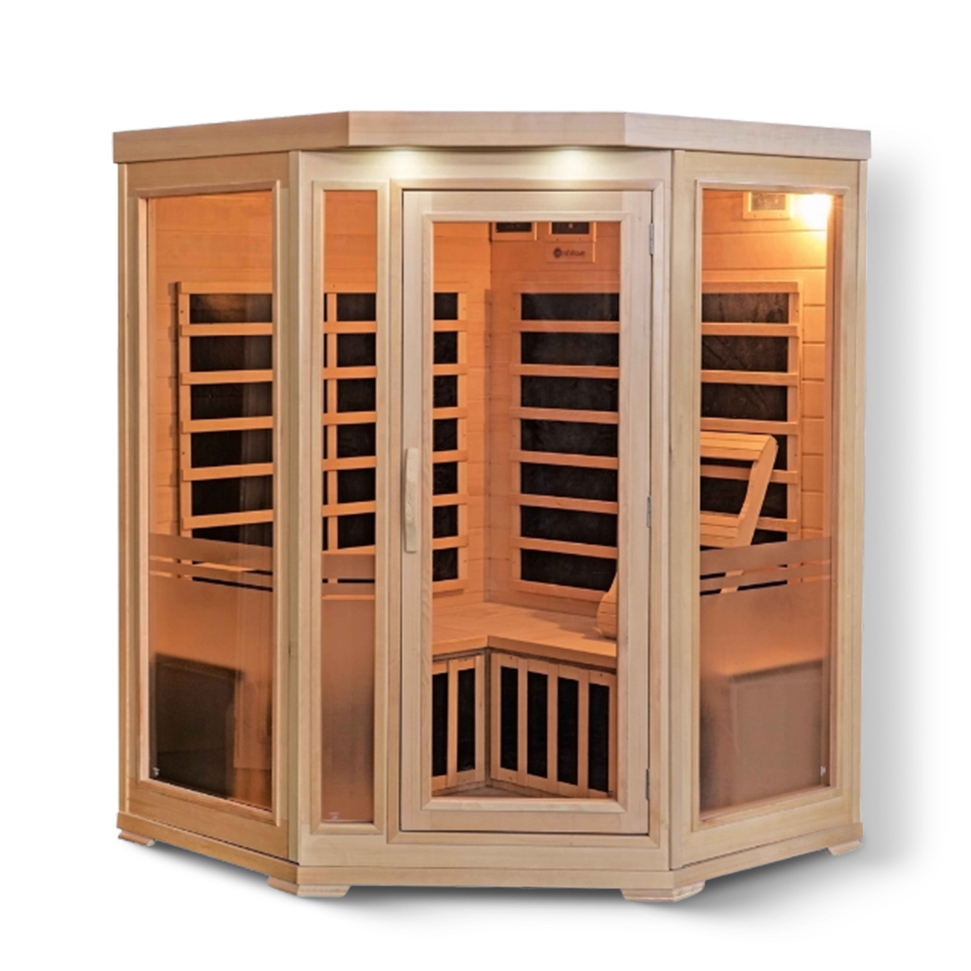 HeatWave Brand, Sonoma 3-Person Hemlock Infrared Corner Sauna with 7 Carbon Heaters