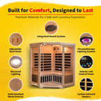 HeatWave Brand, Sonoma 3-Person Hemlock Infrared Corner Sauna with 7 Carbon Heaters