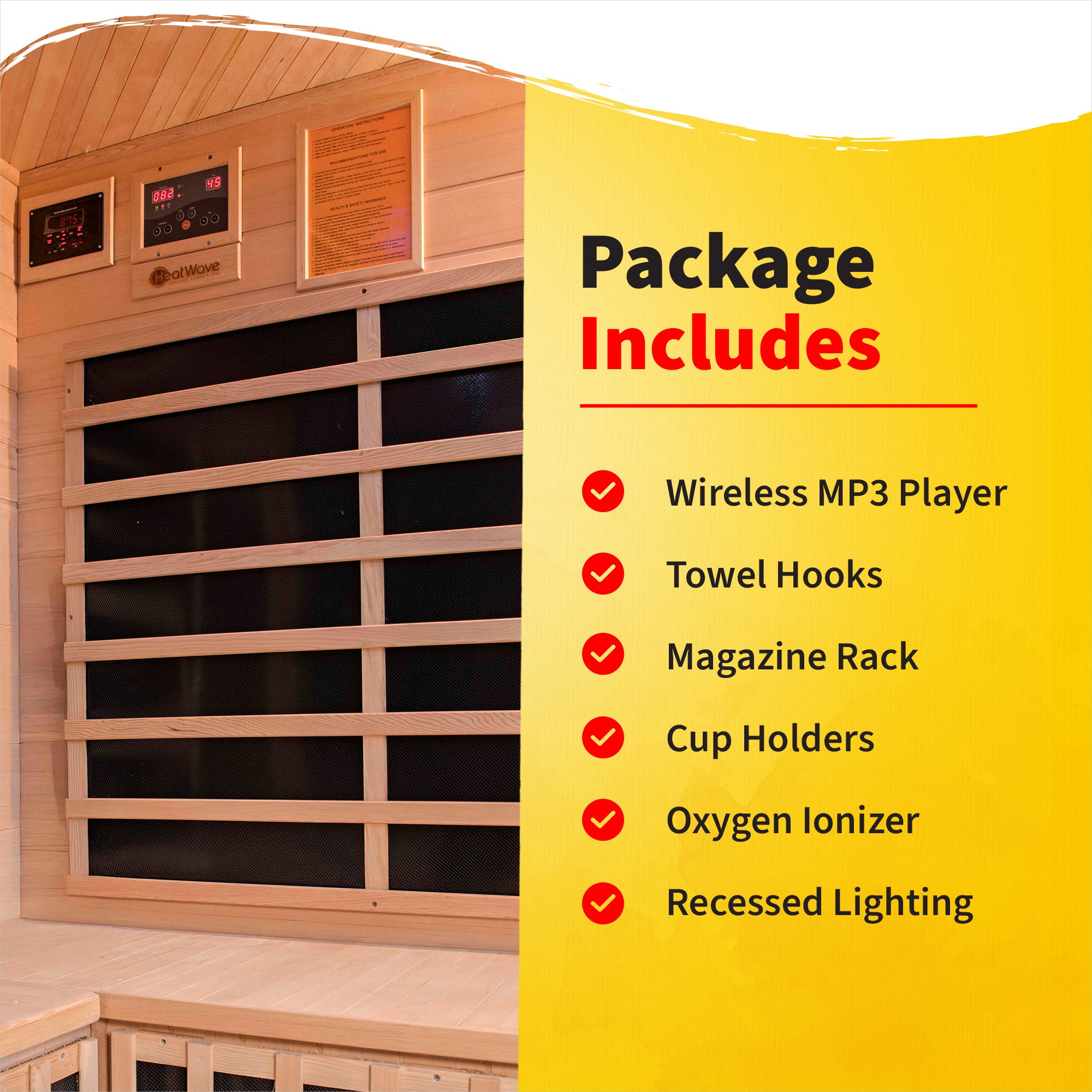 HeatWave Brand, Sonoma 3-Person Hemlock Infrared Corner Sauna with 7 Carbon Heaters