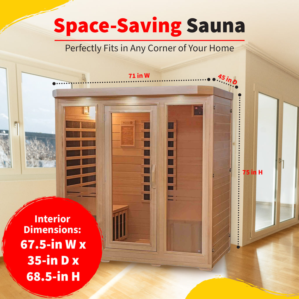 HeatWave Brand, Sonoma 4-Person Hemlock Infrared Sauna with 9 Carbon Heaters