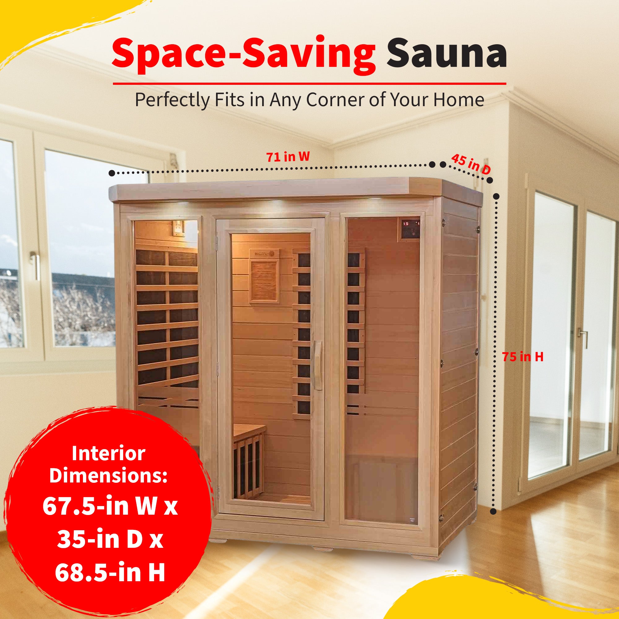 HeatWave Brand, Sonoma 4-Person Hemlock Infrared Sauna with 9 Carbon Heaters