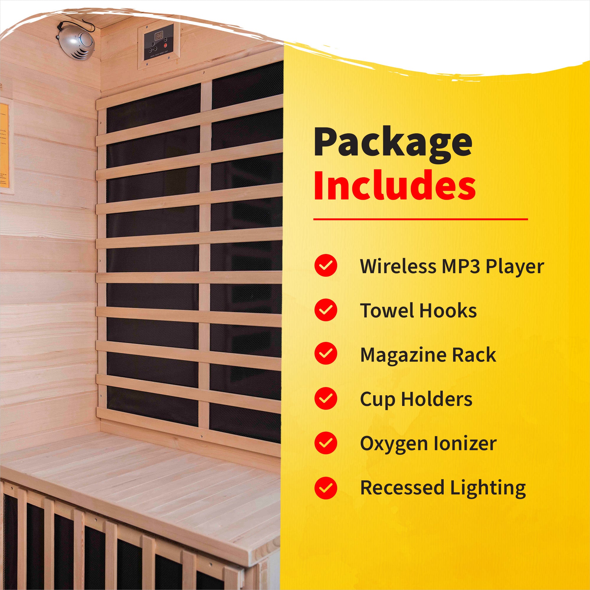 HeatWave Brand, Sonoma 4-Person Hemlock Infrared Sauna with 9 Carbon Heaters