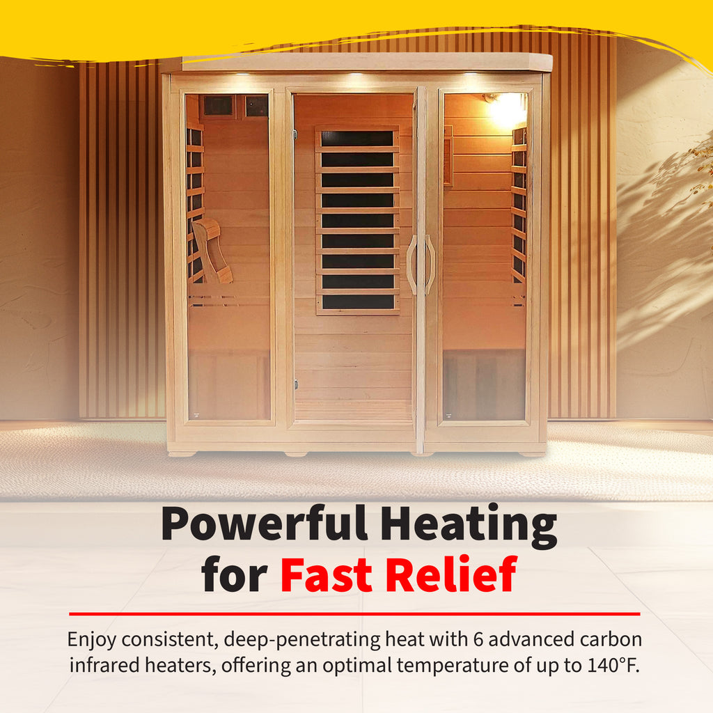 HeatWave Brand, Sonoma 4-Person Hemlock Infrared Sauna with 9 Carbon Heaters