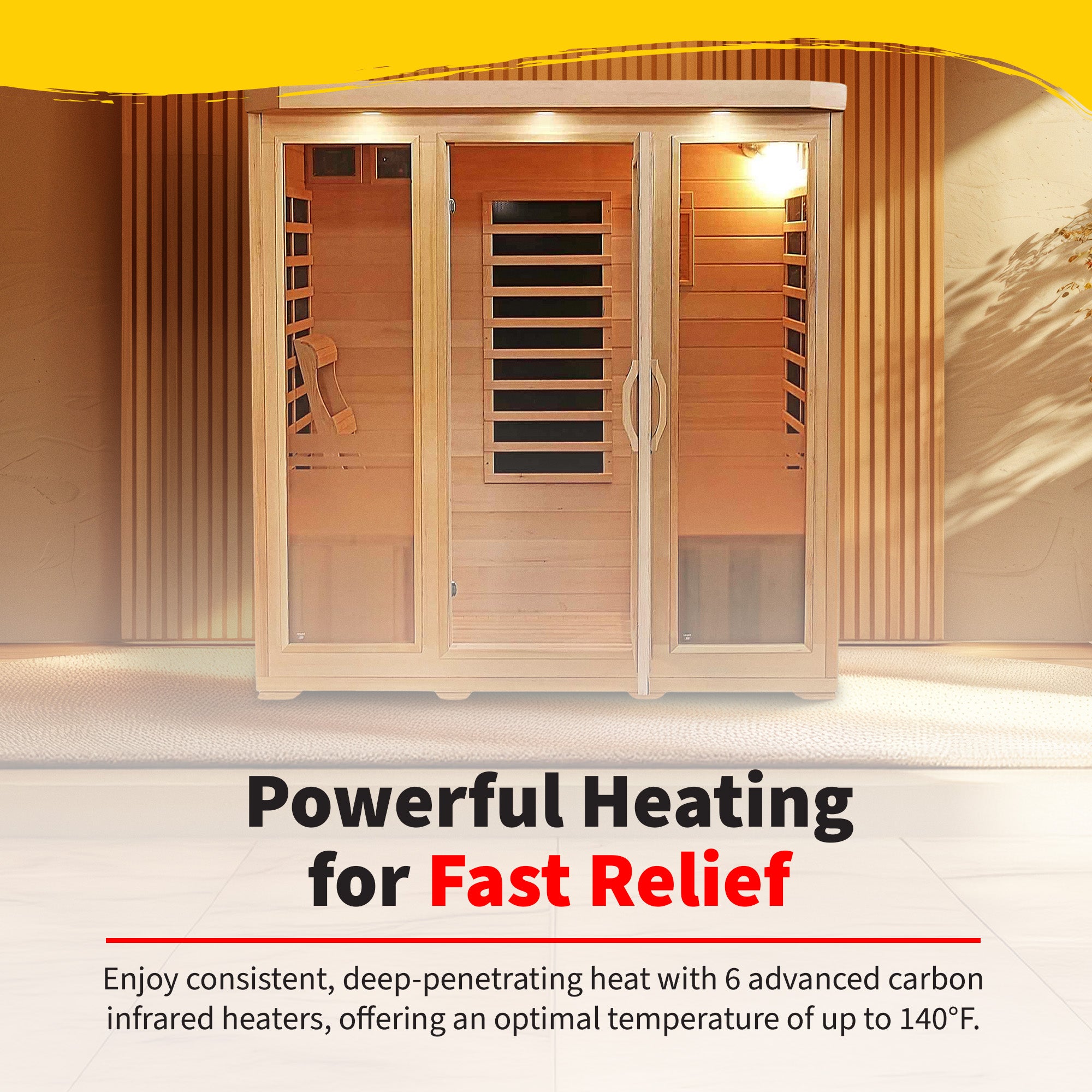 HeatWave Brand, Sonoma 4-Person Hemlock Infrared Sauna with 9 Carbon Heaters