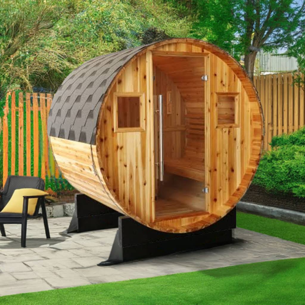 Aurora 2-4 Person Outdoor Barrel Sauna - by SunRay Saunas