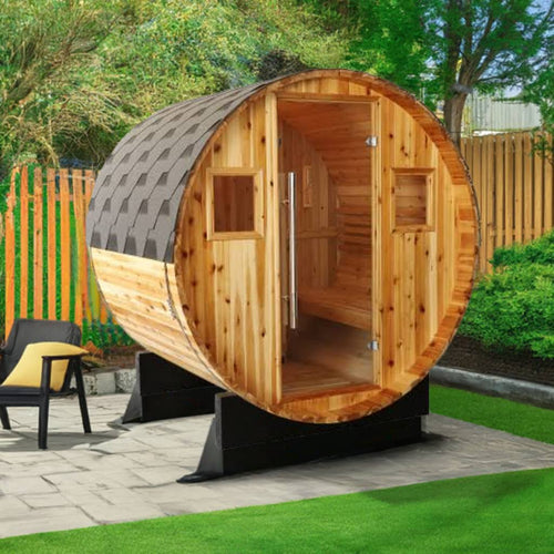 Aurora 2-4 Person Outdoor Barrel Sauna - by SunRay Saunas