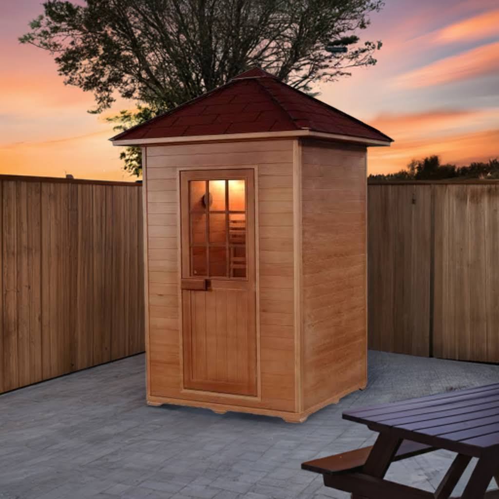 Eagle 2 Person Outdoor Traditional Wet/Dry Sauna with Harvia Heater - buy SunRay Sauna
